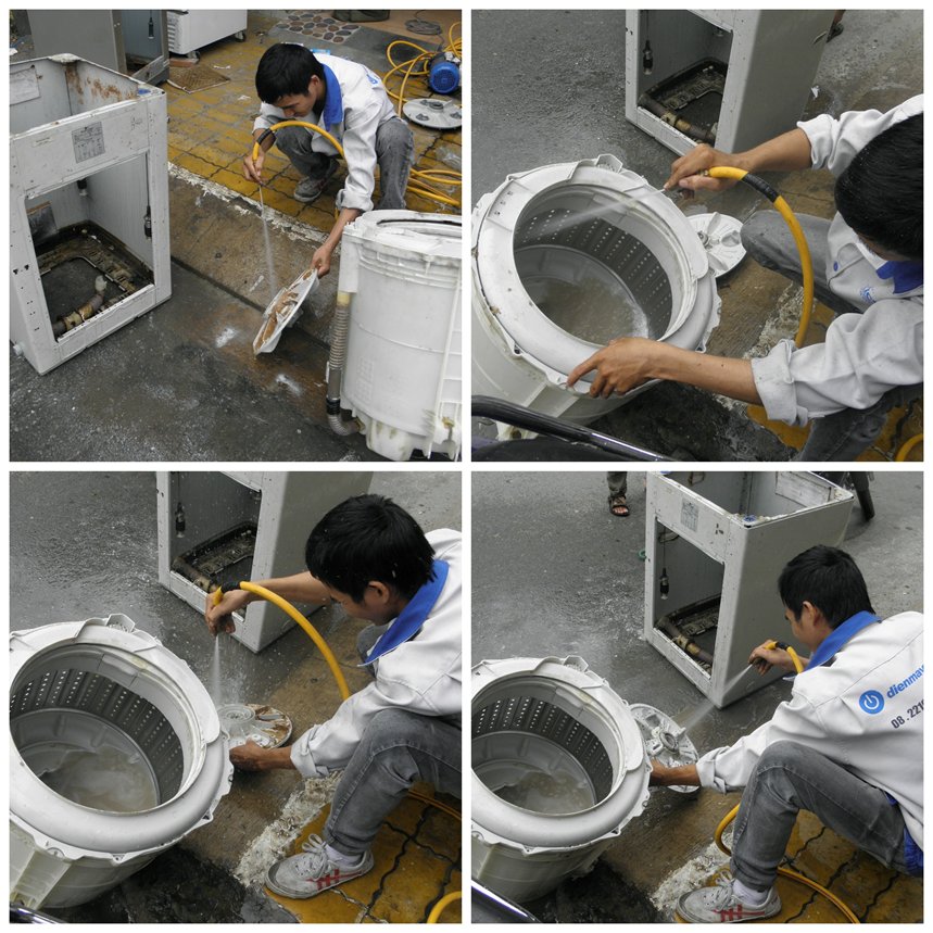 hình ảnh thực tế thợ Baotriso1 vệ sinh máy giặt tại nhà