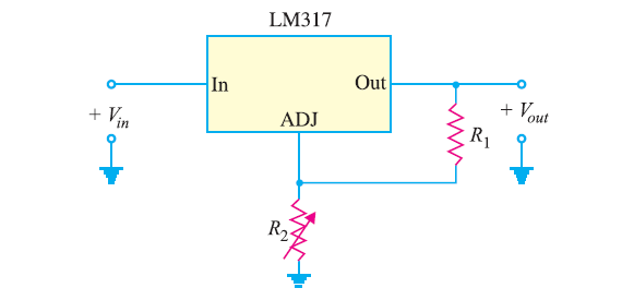 sơ đồ điện áp ra có 3 chân phổ biến nhất là LM317