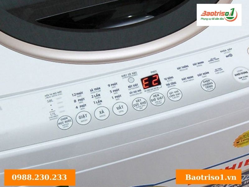 Dấu hiệu máy giặt Toshiba báo lỗi E2