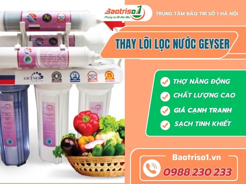 Baotriso1 thay lõi lọc nước Geyser chuẩn quy trình, giá tốt
