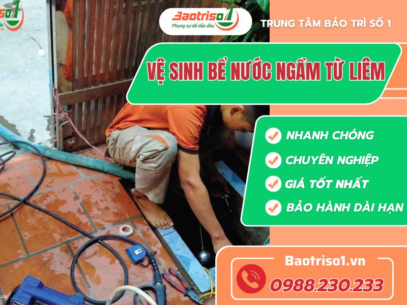 Thau rửa bể nước ngầm tại Từ Liêm