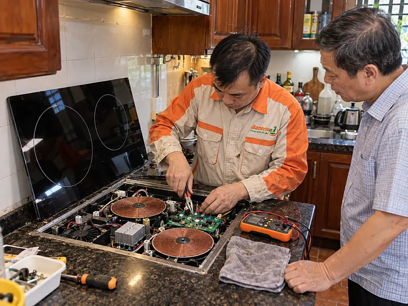 Thợ Bảo Trì Số 1 thay cầu chì bo nguồn khi sửa bếp từ Boman tại nhà