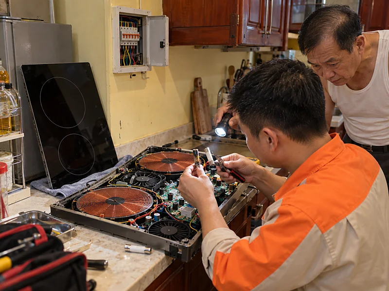 Sửa bếp từ lorca Thợ Bảo Trì Số 1 đo cách điện khi sửa bếp từ Lorca bị chập